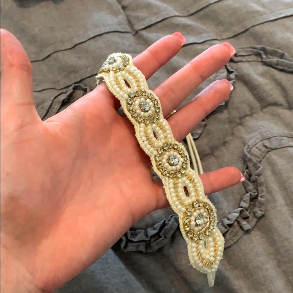 Cream rhinestone headband